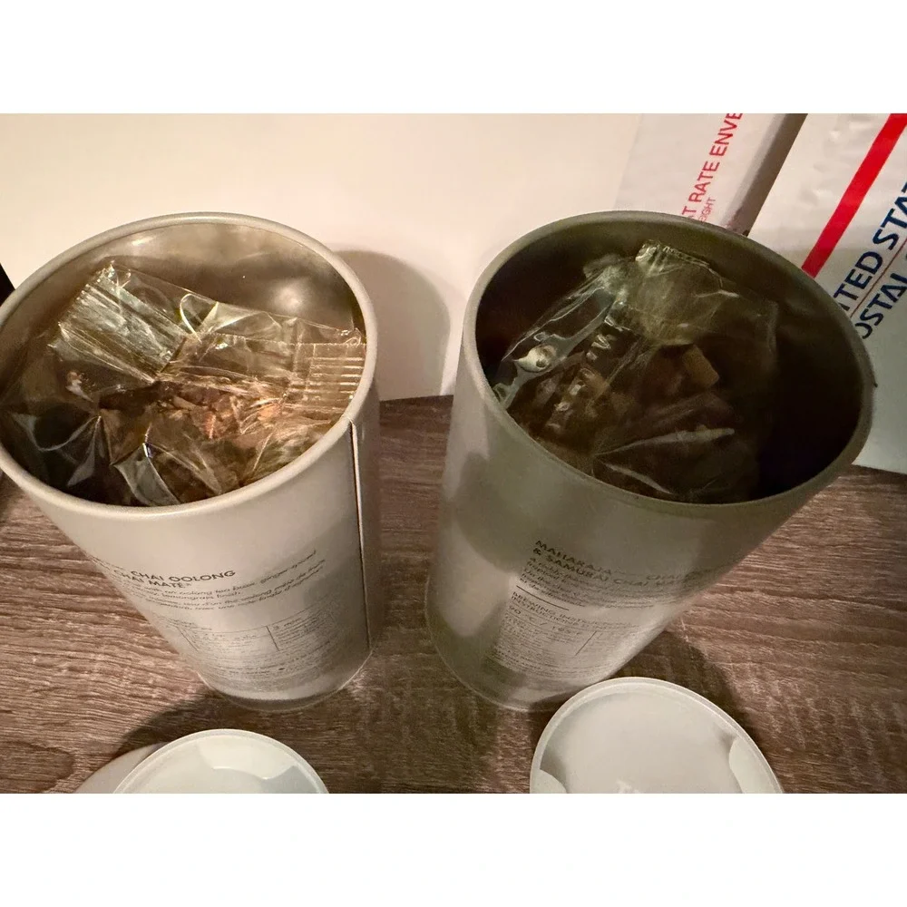Teavana Maharaja Chai Oolong‎ Samurai Chai Mate Loose Leaf Tea 8oz Tins Lot of 2